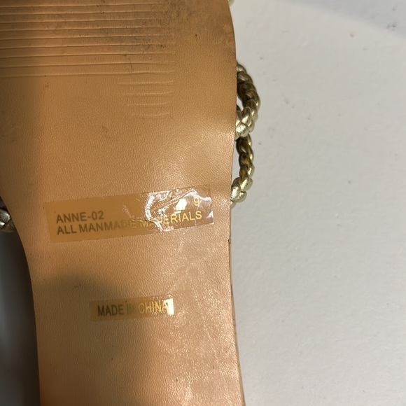 ANNE MICHELLE Slip On Gold Braided Cork Sandal heels Size 9 - Picture 6 of 6
